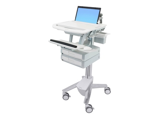 [SV43-1120-0] Ergotron Wagen - offene Architektur - für Notebook / PC-Ausrüstung - medizinisch - Kunststoff, Aluminium, verzinker Stahl - Grau, weiß, Polished Aluminum - Bildschirmgröße: bis zu 43,9 cm (17,3" Breitbild)
