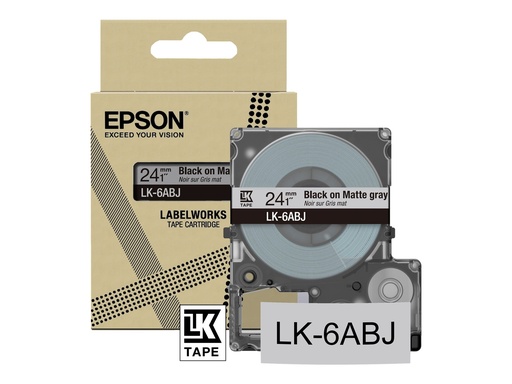 [C53S672088] Epson LabelWorks LK-6ABJ - Matt - schwarz auf mattem Grau - Rolle (2,4 cm x 8 m)