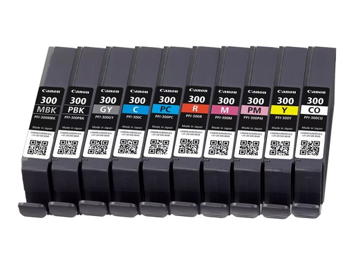 [4192C008] Canon PFI-MBK/PBK/CO/GY/R/C/M/Y/PC/PM 10 Ink