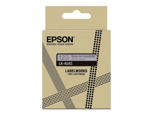[C53S672107] Epson LabelWorks LK-4UAS - Grau auf Lavendel - Rolle (1,2 cm x 8 m)