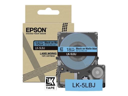 [C53S672081] Epson LabelWorks LK-5LBJ - Schwarz auf Mattblau - Rolle (1,8 cm x 8 m)