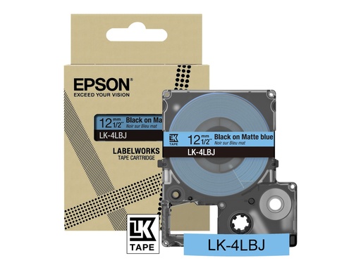 [C53S672080] Epson LabelWorks LK-4LBJ - Schwarz auf mattem Blau - Rolle (1,2 cm x 8 m)