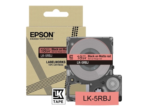 [C53S672072] Epson LabelWorks LK-5RBJ - Schwarz auf Mattrot - Rolle (1,8 cm x 8 m)