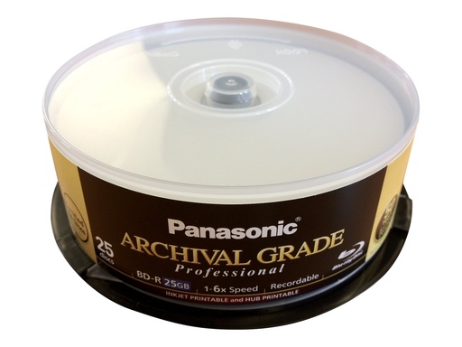 [5129568] Epson Panasonic ARCHIVAL GRADE Professional - 25 x BD-R - 25 GB 6x - mit Tintenstrahldrucker bedruckbare Oberfläche, Bedruckbarer Innenring - Spindel (Packung mit 4)