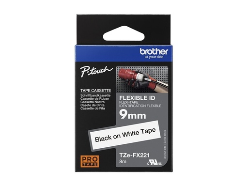 [TZEFX221] Brother TZe-FX221 - Schwarz auf Weiß - Rolle (0,9 cm x 8 m)