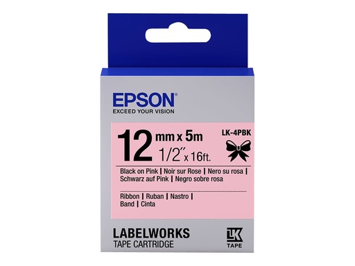 [C53S654031] Epson LabelWorks LK-4PBK - Seidig - Schwarz auf Pink - Rolle (1,2 cm x 5 m)