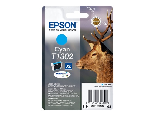 [C13T13024012] Epson T1302 - 10.1 ml - Cyan - original - Hängeverpackung - Tintenpatrone (Alternative zu: Epson T1302)