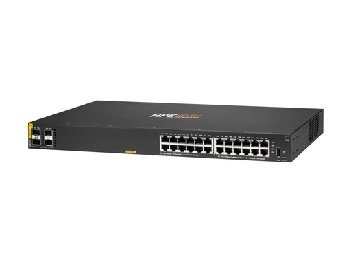 [JL677A#ABB] HPE Aruba 6100 24G Class4 PoE 4SFP+ - Switch - managed - 24 x 10/100/1000 + 4 x 1 Gigabit / 10 Gigabit SFP+ - Luftstrom von Seite zu Seite - an Rack montierbar - PoE+ (370 W)