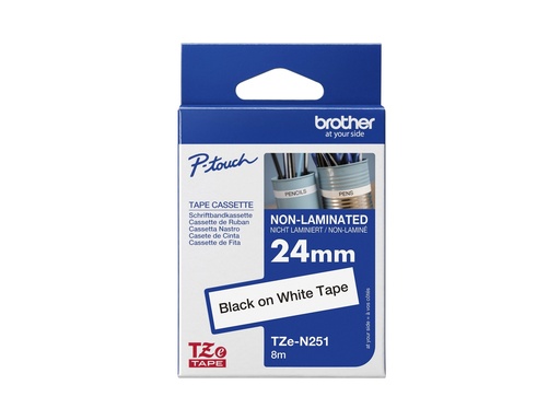 [TZEN251] Brother TZe-N251 - Schwarz auf Weiß - Rolle (2,4 cm x 8 m)