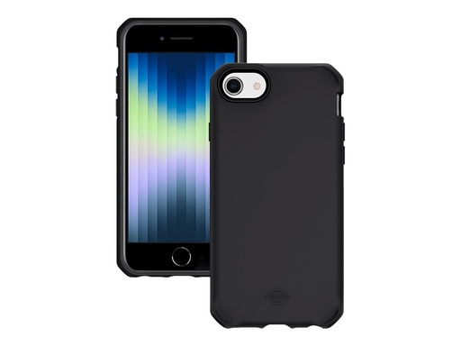 [066023] Mobilis SPECTRUM - Hintere Abdeckung für Mobiltelefon - widerstandsfähig - recycelt, antimikrobiell - Impacthane - Schwarz - für Apple iPhone 7, 8, SE (2. Generation)