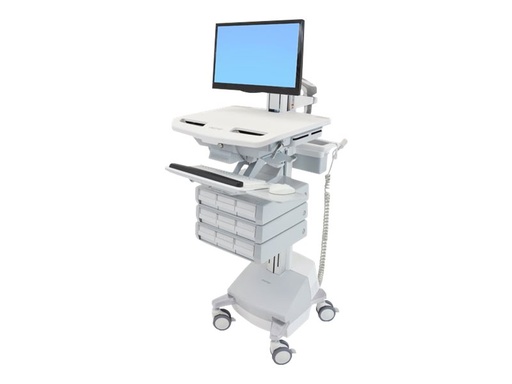 [SV44-1391-2] Ergotron Wagen - offene Architektur - für LCD-Display / PC-Ausrüstung - medizinisch - Kunststoff, Aluminium, verzinker Stahl - Grau, weiß, Polished Aluminum - Bildschirmgröße: bis zu 61 cm (bis zu 24 Zoll)