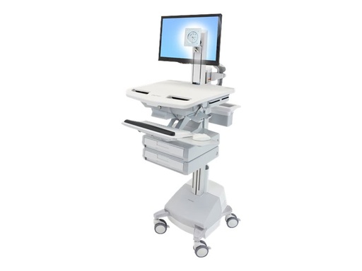 [SV44-1321-2] Ergotron Wagen - für LCD-Display / PC-Ausrüstung - medizinisch - Aluminium, verzinker Stahl, hochwertiger Kunststoff - Grau, weiß, Polished Aluminum - Bildschirmgröße: bis zu 61 cm (bis zu 24 Zoll)