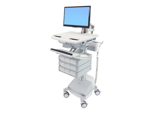 [SV44-1291-2] Ergotron Wagen - offene Architektur - für LCD-Display / PC-Ausrüstung - medizinisch - Aluminium, verzinker Stahl, hochwertiger Kunststoff - Grau, weiß, Polished Aluminum - Bildschirmgröße: bis zu 61 cm (bis zu 24 Zoll)