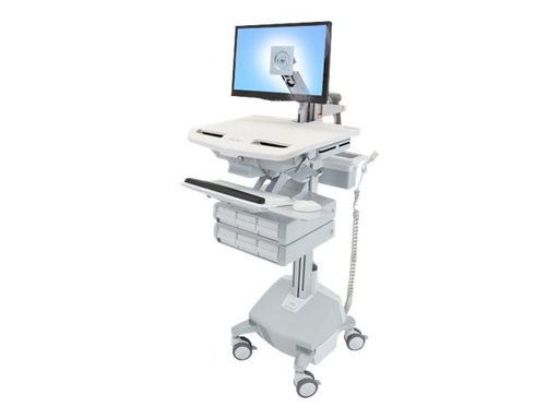 [SV44-1262-2] Ergotron Wagen - offene Architektur - für LCD-Display / PC-Ausrüstung - medizinisch - Aluminium, verzinker Stahl, hochwertiger Kunststoff - Grau, weiß, Polished Aluminum - Bildschirmgröße: bis zu 61 cm (bis zu 24 Zoll)