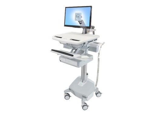 [SV44-1212-2] Ergotron Wagen (nur Laden) - offene Architektur - für LCD-Display / PC-Ausrüstung - medizinisch - Aluminium, verzinker Stahl, hochwertiger Kunststoff - Grau, weiß, Polished Aluminum - Bildschirmgröße: bis zu 61 cm (bis zu 24 Zoll)