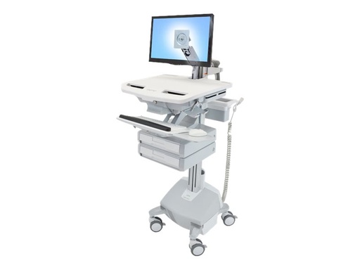 [SV44-1222-2] Ergotron Wagen - offene Architektur - für LCD-Display / PC-Ausrüstung - medizinisch - Aluminium, verzinker Stahl, hochwertiger Kunststoff - Grau, weiß, Polished Aluminum - Bildschirmgröße: bis zu 61 cm (bis zu 24 Zoll)