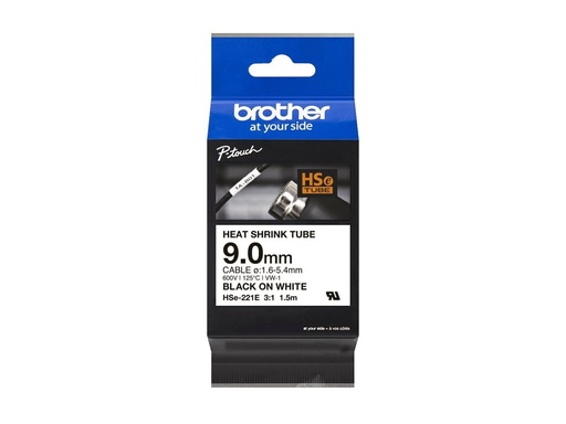 [HSE221E] Brother HSe-221E - Schwarz auf Weiß - Roll (0,9 cm x 1,5 m)
