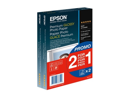 [C13S042167] Epson Premium Glossy Photo Paper BOGOF - Glänzend - 100 x 150 mm - 255 g/m² - 40 Blatt Fotopapier (Packung mit 2)