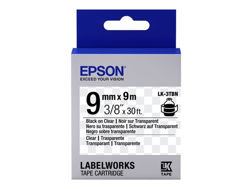 [C53S653004] Epson LabelWorks LK-3TBN - Schwarz auf Transparent - Rolle (0,9 cm x 9 m)
