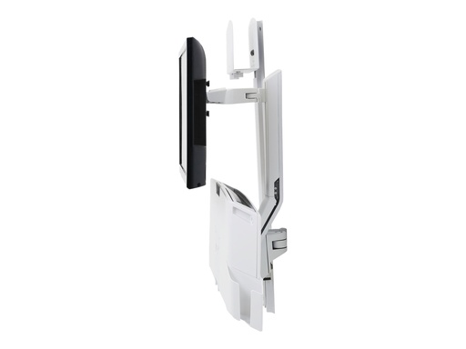[45-594-216] Ergotron SV Combo System with Worksurface & Pan, Small CPU Holder - Befestigungskit (CPU-Halter, Handgelenkkissen, Wandmontagehalterung, Schienenmontage Halterungsset, Mausablage zum Herausziehen, Monitorhalterung, Ablage für Barcode-Scanner und Maus, Combo Schwenkarm, Arbeitsfläche mit Tastaturablage)