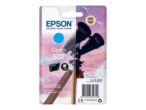 [C13T02V24010] Epson 502 - 3.3 ml - Cyan - original - Blisterverpackung