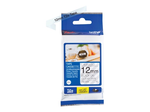 [TZE131S] Brother TZe-131S - Schwarz auf Transparent - Rolle (1,2 cm x 4 m)