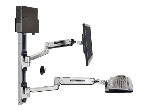 [45-359-026] Ergotron LX Wall Mount System with Small CPU Holder - Systemeinheit-/Monitor-/Tastatur-Montagekit - Sitz-Steh - geeignet für Wandmontage - bis zu 106,7 cm (bis zu 42 Zoll)