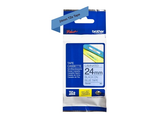 [TZE551] Brother TZe-551 - Schwarz auf Blau - Rolle (2,4 cm)
