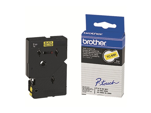 [TC691] Brother Schwarz, Gelb - Rolle (0,9 cm x 8 m)