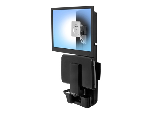 [61-080-085] Ergotron Sit-Stand Vertical Lift, Patient Room - Befestigungskit (Handgelenkkissen, Maushalterung, vertikale Verstellschiene, Barcode-Scanner-Halter, Tastatur-Tablett, Monitorarm, Mausablage zum Herausziehen)