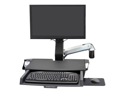 [45-260-026] Ergotron Befestigungskit (Handgelenkkissen, Schienenmontage Halterungsset, Mausablage zum Herausziehen, höhenverstellbare Halterung, Ablage für Barcode-Scanner und Maus, Combo Schwenkarm, Arbeitsfläche mit Tastaturablage) - für LCD-Display / PC-Ausrüstung - Polished Aluminum - Bildschirmgröße: bis zu 61 cm (bis zu 24 Zoll)