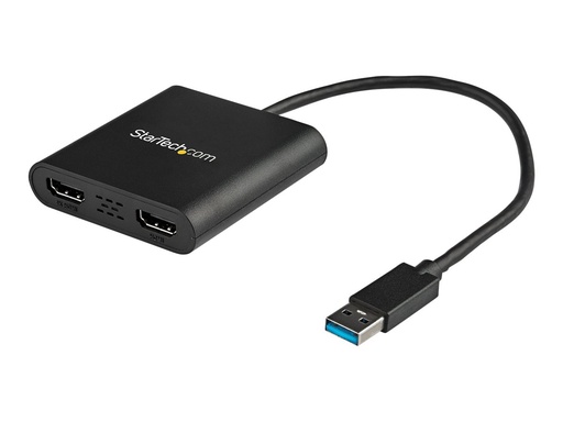[USB32HD2] StarTech.com USB 3.0 to Dual HDMI Adapter, 1x 4K 30Hz & 1x 1080p, External Video & Graphics Card, USB Type-A to HDMI Dual Monitor Display Adapter Dongle, Supports Windows Only, Black - USB to Dual HDMI Adapter (USB32HD2)
