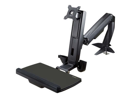 [ARMSTSCP1] StarTech.com Monitor Tischhalterung - Monitorarm für bis zu 24" Monitore - VESA Halterung - Höhenverstellbar - Befestigungskit (Bodenplatte, Spalte, Durchführungsplatte, Tastatur-Tablett, Unterlegscheiben, Monitorarm, Klemmhalterung, Basis, Basis-Pad)