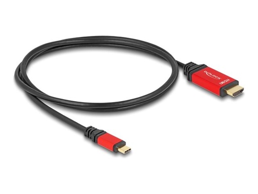 [80095] Delock Adapterkabel - 24 pin USB-C männlich zu HDMI männlich - 1 m - Schwarz / Rot - unterstützt 8K 60 Hz (7680 x 4320)