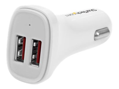 [USB2PCARWHS] StarTech.com Startech Dual Port USB KFZ Ladegerät - 24W/4.8 - Weiß - 2 Port USB Autoladegerät - Auto-Netzteil - 24 watt - 4.8 A - 2 Ausgabeanschlussstellen (USB)