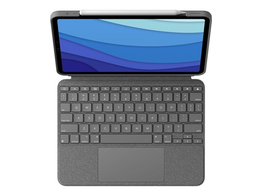 [920-010208] Logitech Combo Touch - Tastatur und Foliohülle - mit Trackpad - hintergrundbeleuchtet - Apple Smart connector - QWERTZ - Deutsch - Oxford Gray - für Apple 12.9-inch iPad Pro (5. Generation)