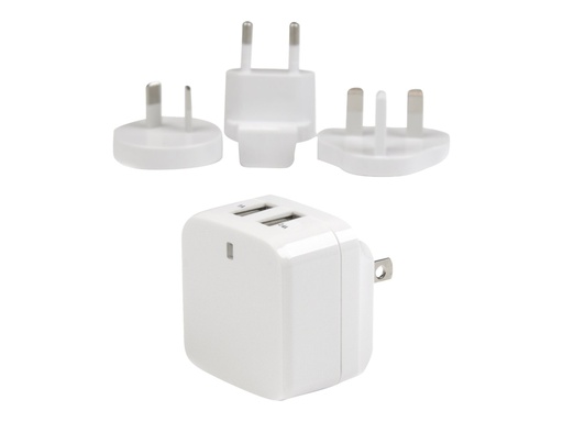 [USB2PACWH] StarTech.com 2 Port USB Ladegerät / Netzteil - 2-fach Ladestecker 17 Watt / 3.4 Amp - Dual Reiseladegerät 110 / 220V - Weiß - Netzteil - 17 Watt - 3.4 A - 2 Ausgabeanschlussstellen (USB)