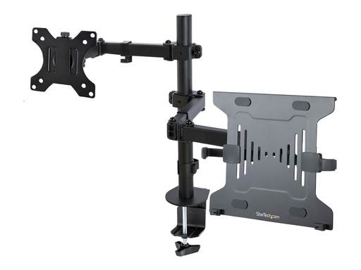 [A2-LAPTOP-DESK-MOUNT] StarTech.com Monitor und laptop halterung, Monitorarm mit Notebook arm - Befestigungskit (Stange, Notebook-Ablage, Monitorarm, Notebookschacht-Arm)