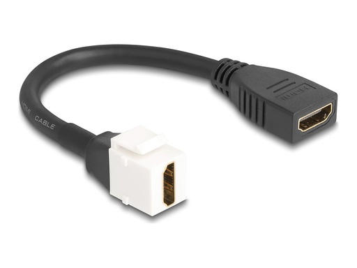 [86973] Delock HDMI-Kabel - HDMI weiblich zu HDMI weiblich Keystone - 20 cm - schwarz / weiß - 8K60Hz (7680 x 4320)