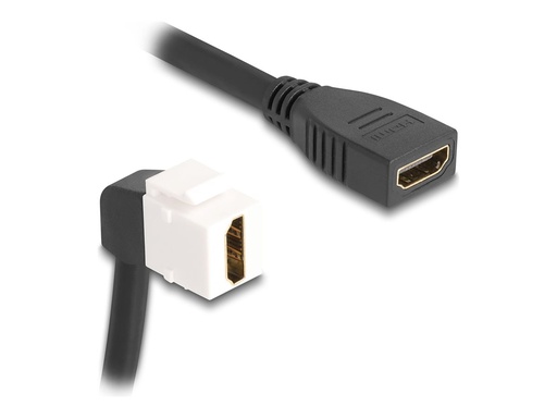 [90321] Delock HDMI-Kabel - HDMI weiblich zu HDMI weiblich geneigt, Keystone - 20 cm - schwarz / weiß - 8K60Hz (7680 x 4320)