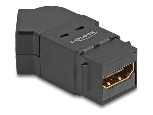 [67156] Delock HDMI Verlängerungsadapter - HDMI weiblich Paneel montierbar zu HDMI weiblich gewinkelt - Schwarz - Keystone-Buchse, 8K60Hz (7680 x 4320)