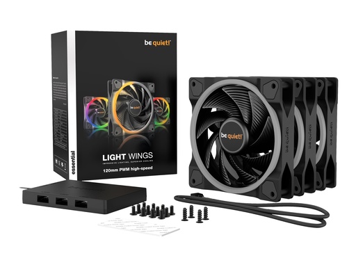 [BL077] Be Quiet! Light Wings - Gehäuselüfter - 120 mm - Schwarz (Packung mit 3)