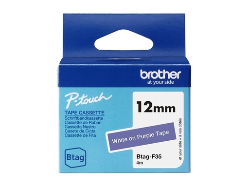 [BTAGF35] Brother BTAG-F35 - Weiß auf Lila - Rolle (1,2 cm x 4 m)
