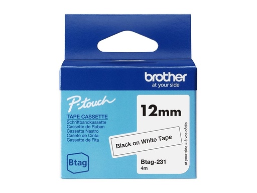 [BTAG231] Brother BTAG-231 - Schwarz auf Weiß - Rolle (1,2 cm x 4 m)