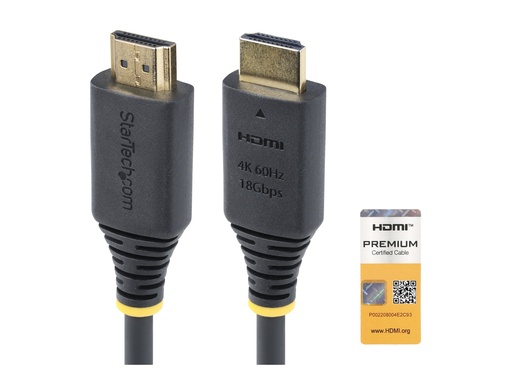 [HDMI2-CABLE-4K60-1M] StarTech.com Startech 1m (3.3ft) Premium Certified High Speed HDMI Cable, 4K60Hz