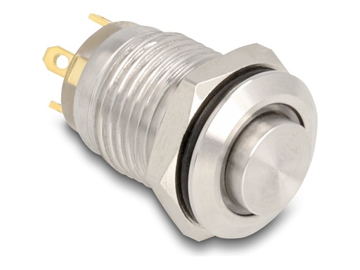 [20984] Delock Drücktaster - für 12 mm Installation, 4 x Lötverbindung, blaue LED