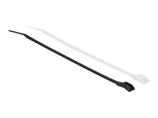 [19483] Delock Kabelbinder - mit flachem Kopf - 28 cm - Schwarz, durchsichtig (Packung mit 100)