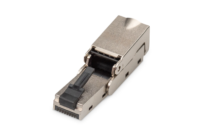 [DN-93636] DIGITUS CAT 6A Feldstecker abwinkelbar,  STP mit Staubschutzkappe, Knickschutz