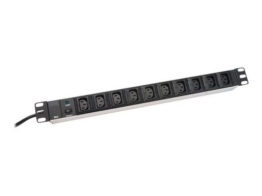 [DN-95404] DIGITUS Steckdosenleiste mit Aluminiumprofil, 10-fach, 2 m Zuleitung IEC C14 Stecker