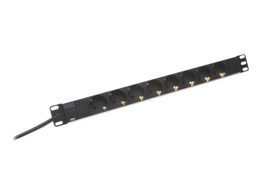[DN-95401] DIGITUS Steckdosenleiste mit Aluminiumprofil, 8-fach Schutzkontaktsteckdose, 2 m Zuleitung Schutzkontaktstecker